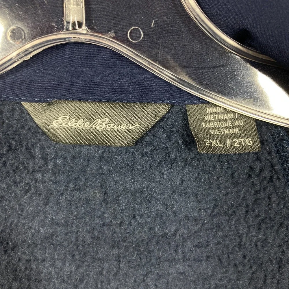Eddie Bauer Full Zip Sweatshirt‎ Mens 2XL Blue SLEEVE COMPANY LOGO Mock Neck